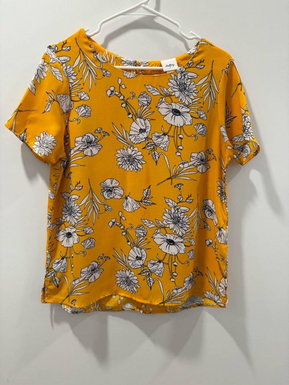 Daytrip Mustard Yellow Floral Short Sleeve Blouse